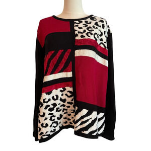 VTG. Alfred Dunner Sweater Womens 2X Grannycore Mobwife Cougar Reto 80s‎ Artsy